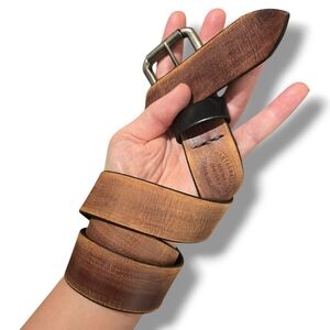 Phantasmagoria Distressed Leather Belt Size 36 (33-39") Made in USA Grunge